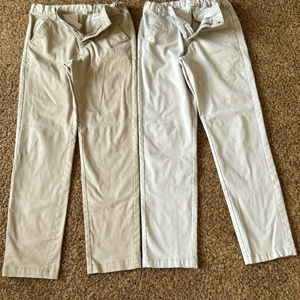 2pair of boys sz 18 khaki pants. Used for one school year but lots of life left.